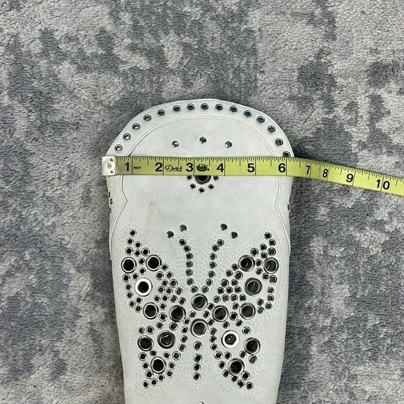 New Dolls Kill Current Mood White Studded Butterfly Cowboy Boots Festival Sz 6 - Picture 13 of 13